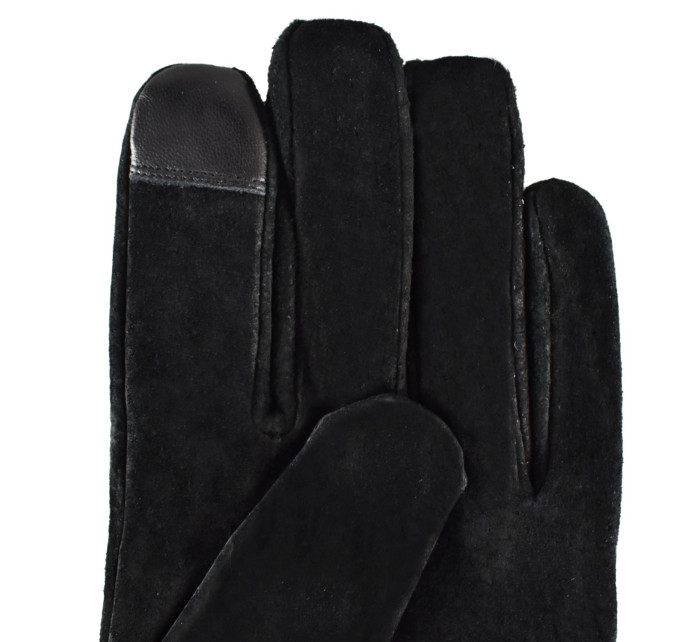 Semiline Pánské kožené antibakteriální rukavice P8218 Black