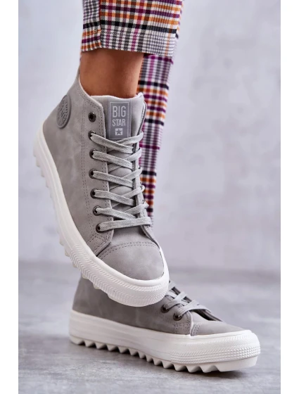 Dámské Tenisky Big Star Vysoké Zateplené Šedé EE274114 Dámské Tenisky Big Star Vysoké Zateplené Šedé EE274114