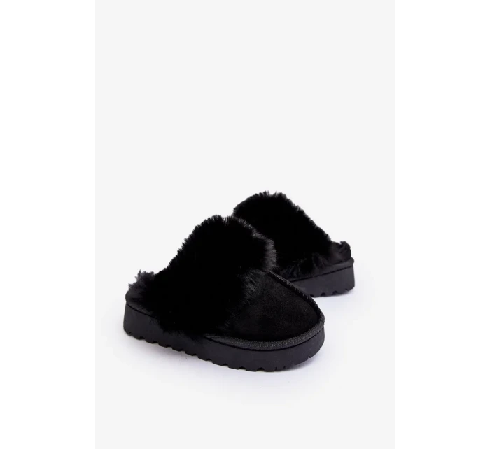 Dětské pantofle s kožíškem, Black Birasta