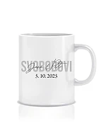 Personalizovaný klasický bílý keramický hrníček 300 ml se jmény novomanželů Personalizovaný klasický bílý keramický hrníček 300 ml se jmény novomanželů