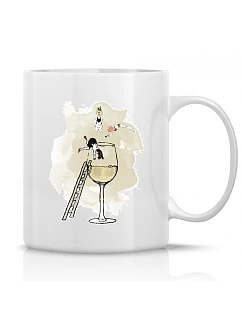 SKOK DO VÍNA - klasický bílý keramický hrníček 300 ml