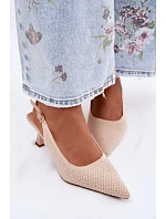 Textilní sandály  béžové model 22261643 - SWEET SHOES