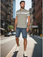 Pánská polokošile s pruhy šedá FashionStreet PX0629