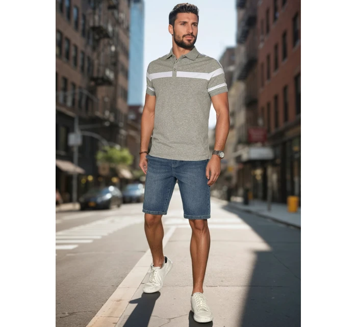 Pánská polokošile s pruhy šedá FashionStreet PX0629