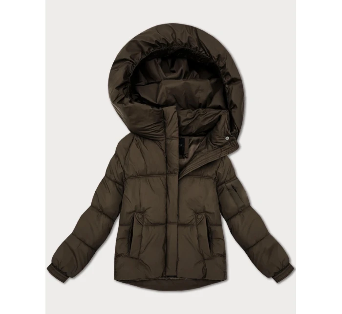 Hnědá dámská oversize bunda pro přechodné období model 21439662 - S'WEST