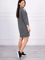 Šaty s 3D grafikou, grafitová krajka