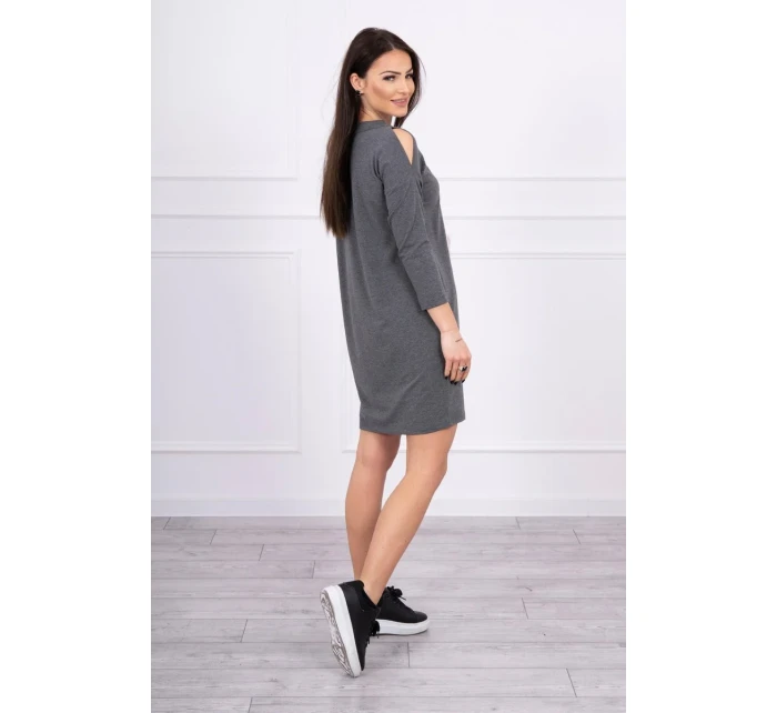 Šaty s 3D grafikou, grafitová krajka