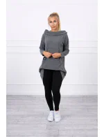 Mikina s kapucí s dlouhými zády v grafitové barvě