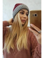 Fleecová čepice Bojana K265 tmavě šedá+ bordó+světle šedá