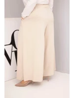 Dámské bavlněné kalhoty Plus Size s širokými nohavicemi a volným střihem béžové