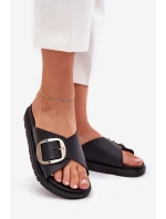 Dámské Pantofle Na Platformě Se Zlatou Přezkou Černé model 21702684 - Boto Dámské Pantofle Na Platformě Se Zlatou Přezkou Černé model 21702684 - Boto