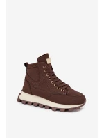 Zateplené dámské trapery na platformě hnědé model 21712197 - Boto