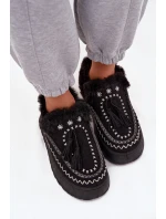 Dámské sněhule na platformě s kožíškem a třásněmi Černé model 21744632 - Boto