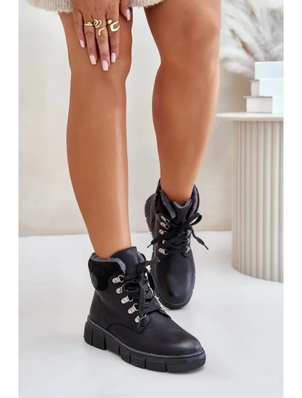 Dámské Zateplené Kotníkové Boty Traperky Na Zip Černé Mevanisa