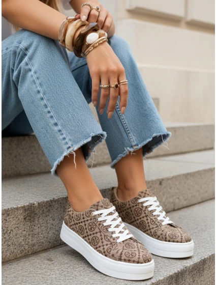 Dámské tenisky na platformě hnědé FashionStreet ZY1380 Dámské tenisky na platformě hnědé FashionStreet ZY1380