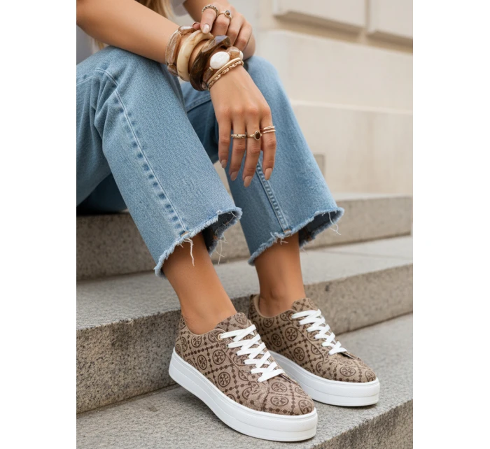 Dámské tenisky na platformě hnědé FashionStreet ZY1380 Dámské tenisky na platformě hnědé FashionStreet ZY1380