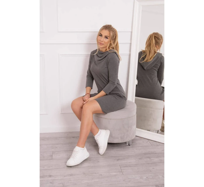 Šaty s kapucí a kapsami graphite melange