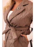 Dámská vesta Plus Size prošívaná s páskem a límcem fango