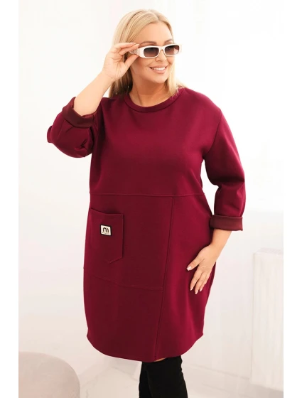 Dámská model 21439142 Plus Size s kapsou a rukávem 3/4 máslová švestková - K-Fashion