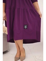 Dámská bavlněná sukýnka Plus Size s volány a ohrnutým rukávem tmavě fialová
