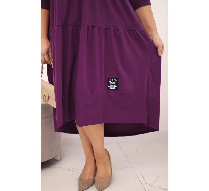 Dámská bavlněná sukýnka Plus Size s volány a ohrnutým rukávem tmavě fialová