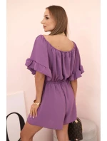 Dámský bavlněný overal bez rukávů s vázáním v pase ecru