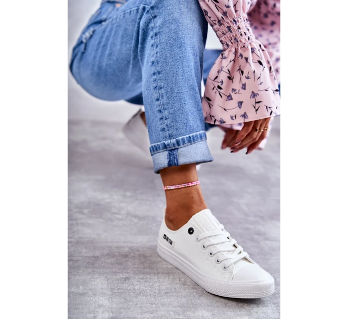 Dámské nízké kožené tenisky Big Star model 21594429 Bílé - Big Star Shoes Dámské nízké kožené tenisky Big Star model 21594429 Bílé - Big Star Shoes