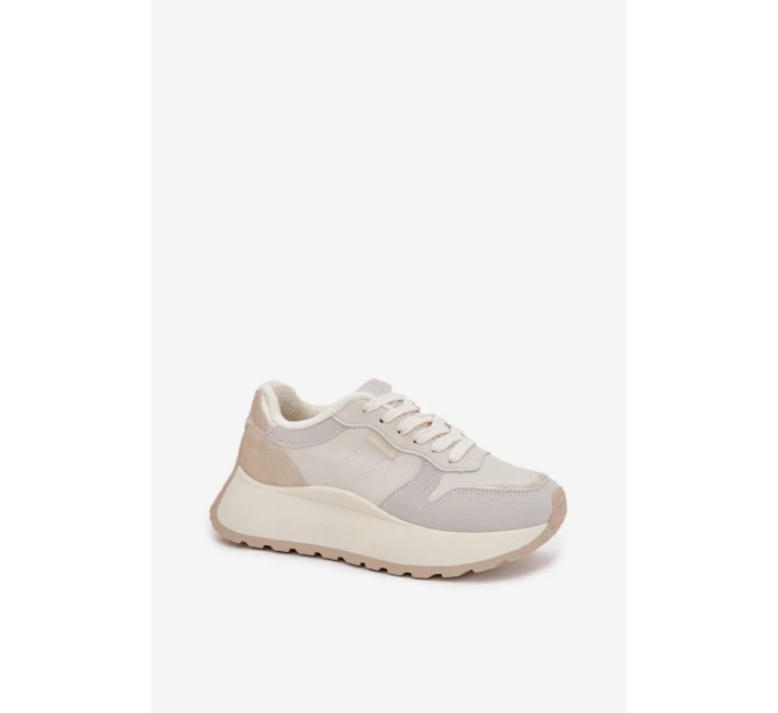 Zateplené dámské sneakersy na platformě Big Star SS274008 HI-POLY SYSTEM světle béžové Zateplené dámské sneakersy na platformě Big Star SS274008 HI-POLY SYSTEM světle béžové