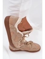 Dámské tenisky na platformě s vyteplením s kožešinou béžové Solvia Dámské tenisky na platformě s vyteplením s kožešinou béžové Solvia