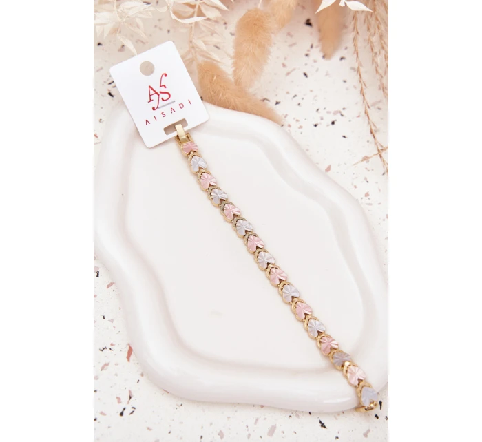 Dámský náramek s barevnými srdíčky chirurgická ocel zlatý Dámský náramek s barevnými srdíčky chirurgická ocel zlatý