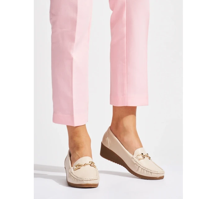 Designové mokasíny dámské hnědé na klínku Designové mokasíny dámské hnědé na klínku