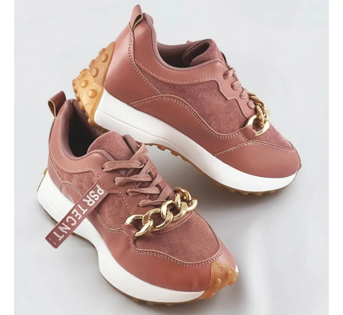 Růžové sportovní boty s řetízkem model 17209347 Růžové sportovní boty s řetízkem model 17209347
