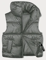 Dámský krátký top bez rukávů se stojáčkem khaki (B8245-11)