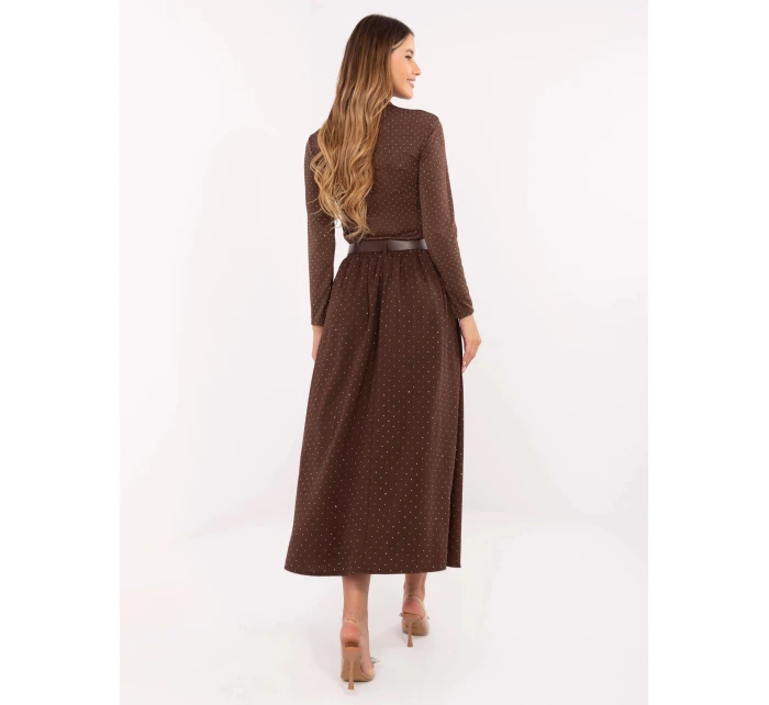 Elegantní hnědá maxi sukně v ozdobném provedení (19720)