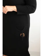 Dámské svetrkové šaty Plus Size s mohairovými oversized kapsami černá