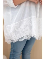 Dámská košile Plus Size bavlněná s krajkovým model 21886519 bílá - K-Fashion