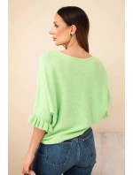 Svetr dámský typu netopýr s kulatým výstřihem jablkový