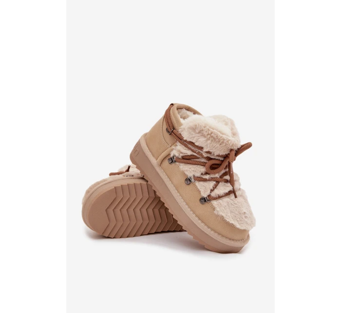 Dětské a mládežnické sněhule s kožešinou D Franklin DFSH370011 Béžové