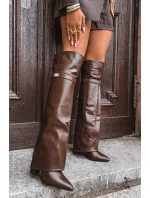 Zateplené kozačky s  lemem nad koleno  hnědé model 21715119 - Boto