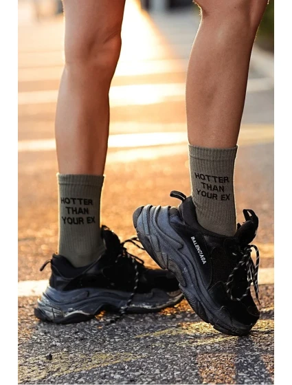 Dámské Ponožky S Nápisem Hotter Than Your Ex Olivové Dámské Ponožky S Nápisem Hotter Than Your Ex Olivové