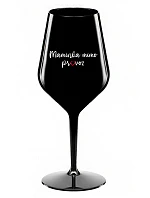 MAMINKA MIMO PROVOZ - černá nerozbitná sklenice na víno 470 ml