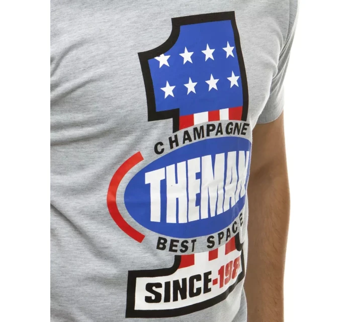 Pánské tričko s potiskem šedé model 21962705 - Dstreet