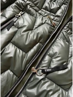 Dámská zimní bunda v khaki barvě se v pase model 21248745 - S'WEST