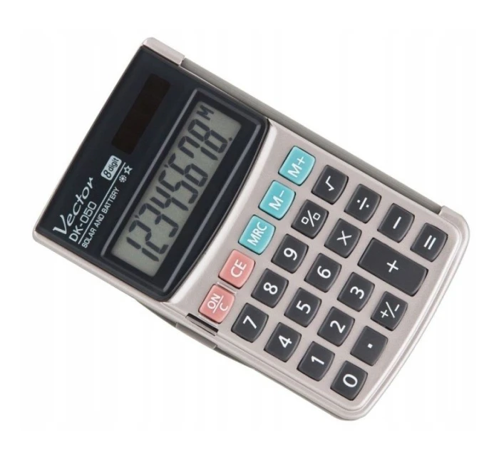 Kapesní kalkulačka Vector DK-050, šedá