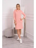 Šaty s kapucí a kapsami meruňková