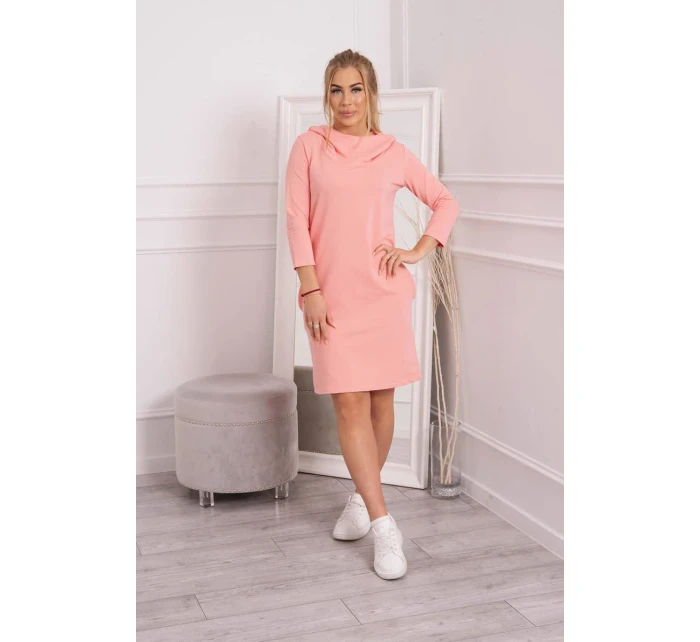 Šaty s kapucí a kapsami meruňková