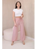 Viskózové kalhoty se širokými nohavicemi tmavě pudrově růžová Viskózové kalhoty se širokými nohavicemi tmavě pudrově růžová