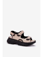 Kožené Dámské Sandály Se  Béžové model 21696023 - Artiker