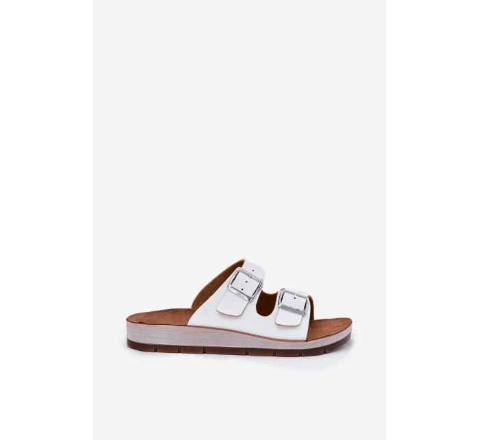 Dámské Pantofle S Přezkami Bílé model 21697987 - Inblu