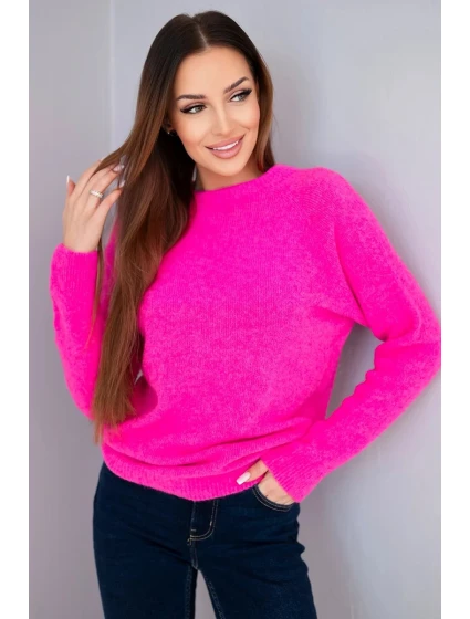Svetr dámský z baby alpaky 37309 neonově růžový - Kesi